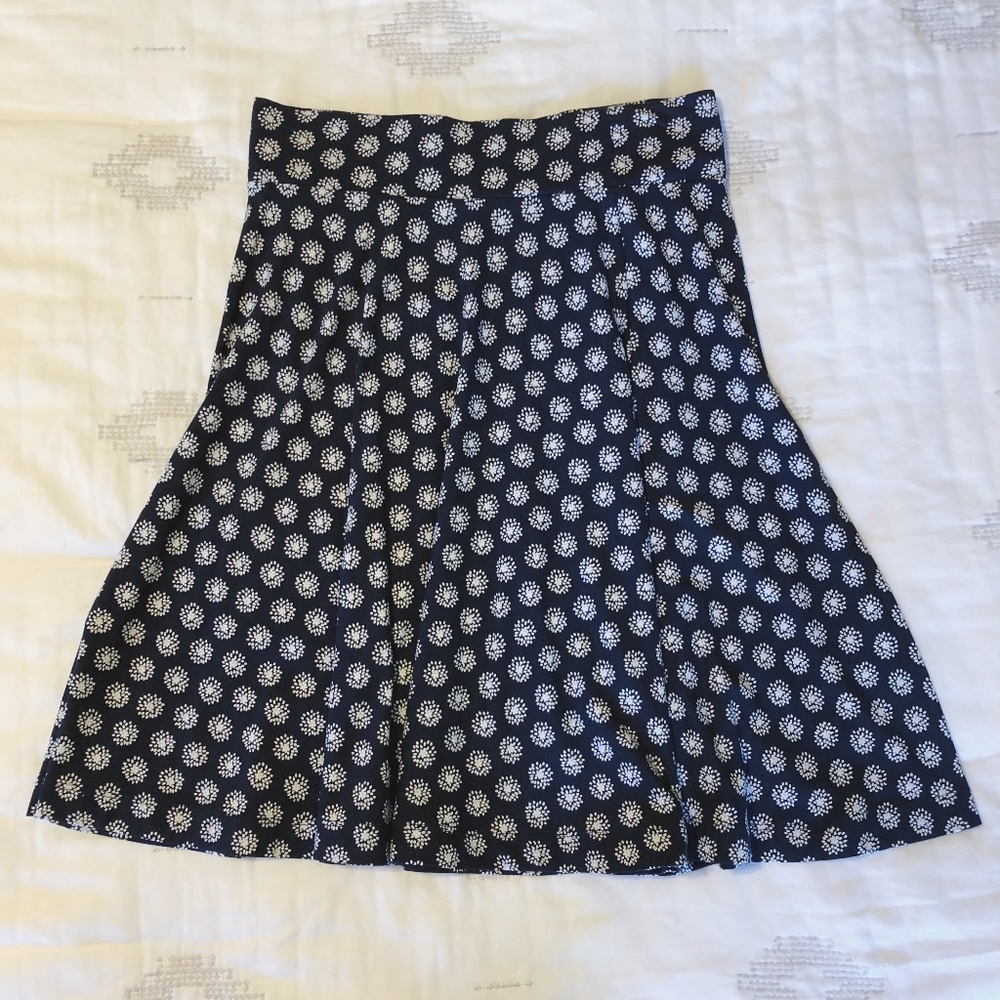 LOFT Navy and White Skater Skirt (Size XXS)